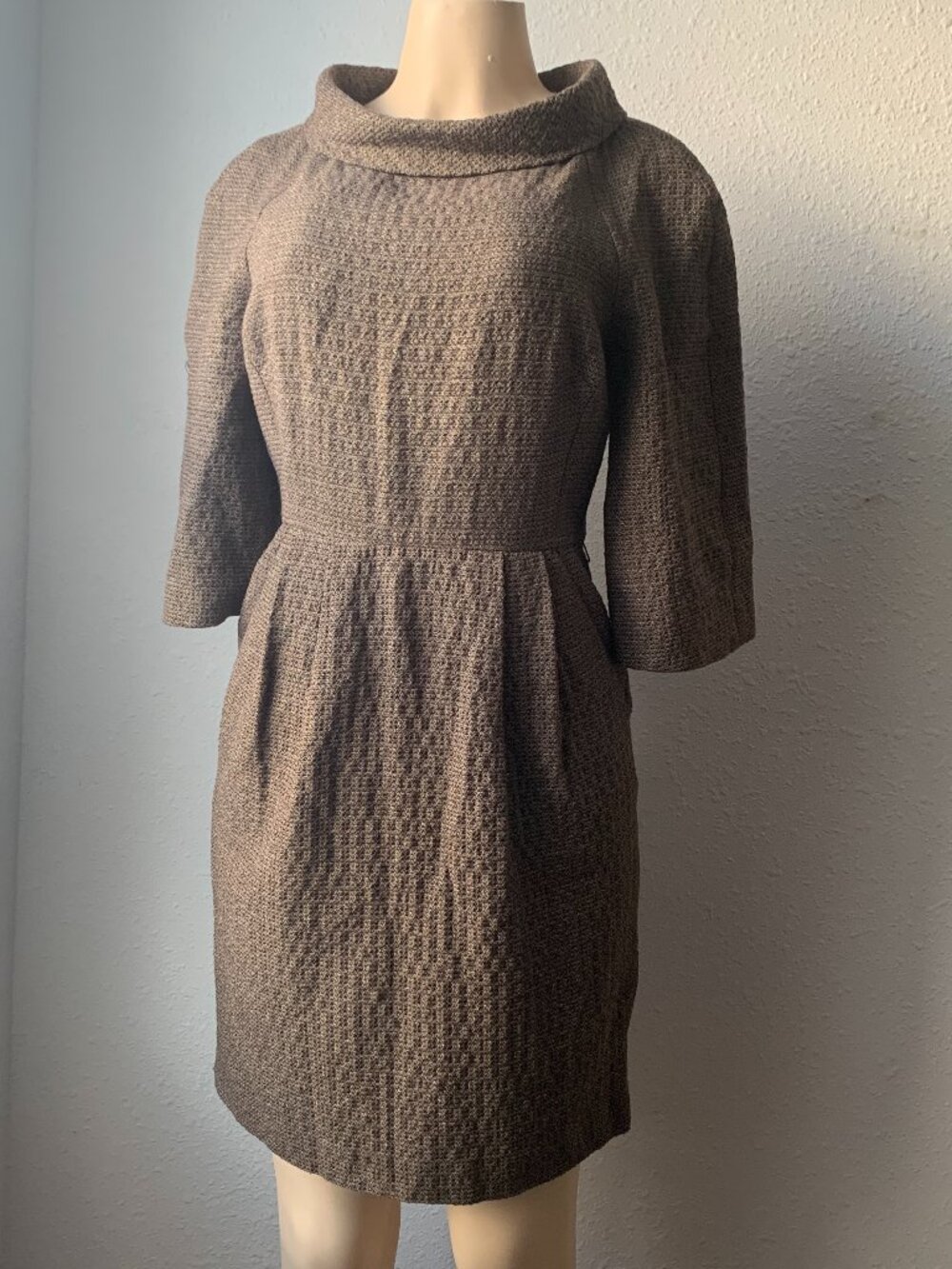 Michael Kors Metallic Gold Tweed Sheath Dress Womens Size 6P Petite